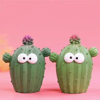 Roztomilý Kreslený Kaktus Výraz Tváre Peniaze Boxy Jedinečnú Zábavu Kaktus Rastlín Živice Prasiatko Kreatívne Domáce Dekorácie