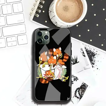Roztomilý Kreslený Zvierat Červená Panda Telefón Prípade Tvrdeného Skla Pre iPhone 11 Pro XR XS MAX 8 X 7 6 6 Plus SE 2020 prípade