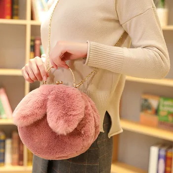 Roztomilý králik plyšové taška ružový zajačik ramenný plyšové taška kabelky pre dievčatá darček k narodeninám pre girlfirend