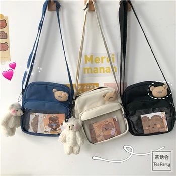 Roztomilý medveď dievča messenger tašky pre ženy 2020 nový kórejský elegantné mäkké dievča, plátené tašky študent malé námestie taška itabag