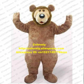 Roztomilý Medveď Hnedý Kostým Maskota Mascotte Ursus Arctos S Malými Ušami Zelená Huňatý Fúzy Veľké Bacuľaté Telo Pre Dospelých Č. 833 Zadarmo Lode