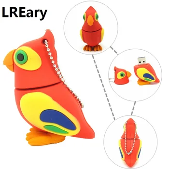 Roztomilý Papagáj pero jednotky cartoon vták usb flash, 32 gb, 16 gb 8 gb 4 gb flash memory stick zvierat kl ' úč USB2.0 skutočná kapacita