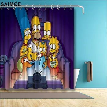 Roztomilý Simpson Série Kúpeľňa Opony 3D animovaný Deti Nepremokavé Sprchový Záves Polyester Textílie Vaňa Dekor Opony Sprchové Súpravy
