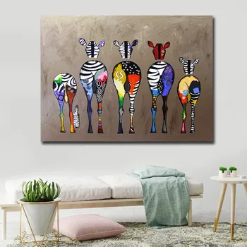 Roztomilý Zebra Zadok Wall Art Plátno na Maľovanie Vintage Zvierat Plagát a Tlač obrazov na Stenu pre Detská Izba Decor č rám