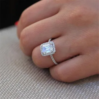 Rulalei Drop Shipping Luxusné Šperky Reálne 925 Sterling Silver Emerald Rez Biela Topaz CZ drahé Kamene Diamant Ženy snubný Prsteň