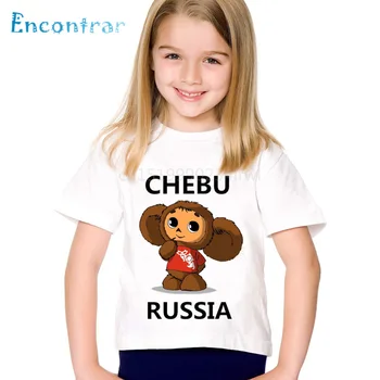 Ruský Karikatúra Tlače Cheburashka Deti Funny T-shirts Deti Chebu Rusko Letné Topy Detské Oblečenie Pre Chlapcov/Dievčatá