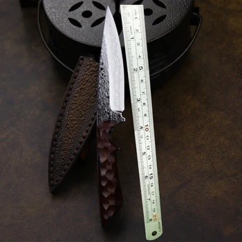 Ručne kované Japonsko Damasku ostré vonkajšie rovný nôž lov Damasku Nôž taktické obranné nôž kolekcie darček nože