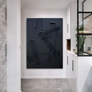 Ručne Maľované Abstraktnej Maľbe Na Plátno Veľké Steny Umenia Moderného Domova Minimalistické Umenie Textúrou Maľovanie Black Wall Art Decor