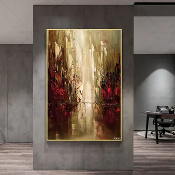 Ručne Vyrábané Jeseň Zobraziť Hnedé Abstraktnej Maľbe Moderného Umenia Obrázok Pre Obývacia Izba Moderne Cuadros Plátno Umenie Vysokej Kvality