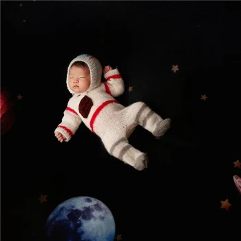Ručne Vyrábané Kostým Novorodenca Fotografie Rekvizity Astronaut Kovbojský Klobúk Štýl+Oblečenie, Detská Baby Boy Fotenie Frontálne Rekvizity
