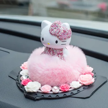 Ručné Drahokamu Šťastie Mačka Miniatúrne Figúrky Helloo Kitty Ružové Auto Príslušenstvo Auto Parfum Držiteľ Osviežovač Vzduchu Stôl Dekor