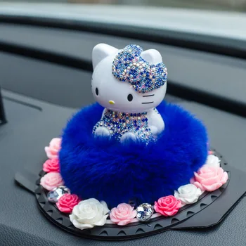 Ručné Drahokamu Šťastie Mačka Miniatúrne Figúrky Helloo Kitty Ružové Auto Príslušenstvo Auto Parfum Držiteľ Osviežovač Vzduchu Stôl Dekor