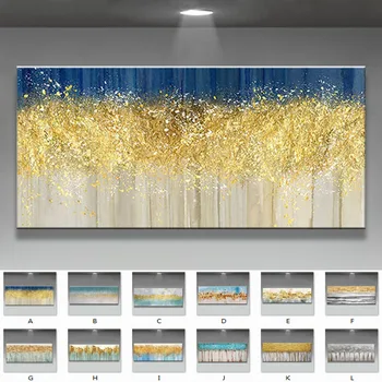 Ručné krásne zlaté olejomaľba domáce dekorácie Abstraktné krajiny Plátno Ručne maľované Steny Umenia pre obývacia izba č rámovanie