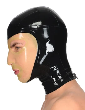 Ručné Latex Kapucňou S kontrastné tvár panel Zadný Zips Latexové Masky Unisex Latexu Kapota, Maska