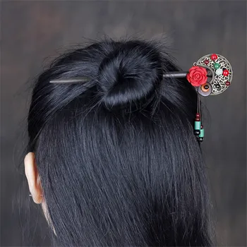 Ručné Vintage Dreva Čínske Svadobné Vlasy Stick Headpiece Pre Ženy Kvet Vlasy kolíky Vlasové Ozdoby Hlavy Príslušenstvo Šperky