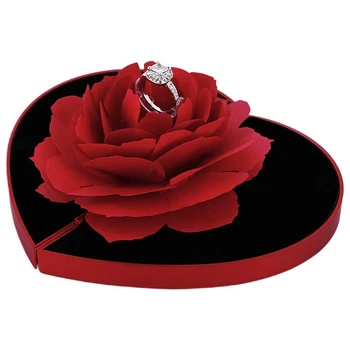Ruže Kvet Rotujúce Krúžok Box, Návrh Box, Ruže, Svadba Zásnubný Prsteň Box, Šperky Úložný Box, valentínske Najlepší Ženský Darček