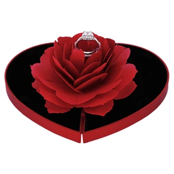 Ruže Kvet Rotujúce Krúžok Box, Návrh Box, Ruže, Svadba Zásnubný Prsteň Box, Šperky Úložný Box, valentínske Najlepší Ženský Darček
