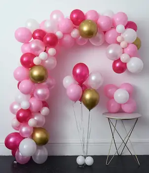 Ružová Strana Balóny 110 Ks 12in Hot Pink Gold Kovové Balón Pearlescent Balóny Arch Svadobné Baby Sprcha Dekorácie Balón