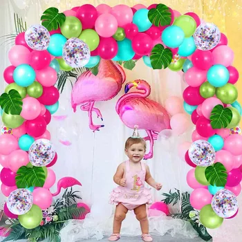 Ružové Plameniaky Havajské Balón Gumy Reťazca Letné Tropické Narodeniny Balón Narodeninovej Party Dekorácie Deti Hawaii Party Decor