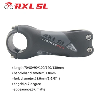 RXL SL Cestných Bicyklov Uhlíka Kmeňových 70/80/90/100/110/120/130 mm Mtb Kmeňových 6/17 Stupeň 3 K Matný 31.8 mm Horský Bicykel Stonky