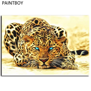 Rámovanie Leopard Zvierat, Obrázky, Maľovanie Podľa Čísel DIY Plátno olejomaľba Domáce Dekorácie Pre Obývacia Izba 40*50 cm GX4175