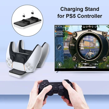Rýchlo Nabíjačka pre PS5 Bezdrôtový ovládač USB 3.1 Typ-C Nabíjacej Kolísky Dual Dock Stanica pre Sony PlayStation5 Ovládač Gamepad