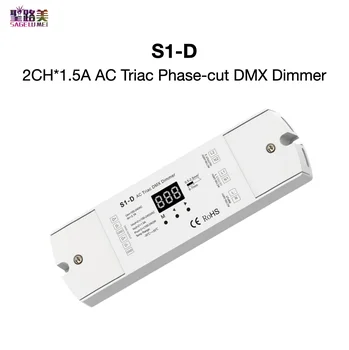 S1-D 2*1,5 A AC Triac Fáza-cut DMX Stmievač 2 Kanál RDM Stand-alone Funkcia Nábežnej Hrany alebo Odtokovej Hrany Číselný Displej