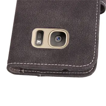 S7 Rotačné kartu Drhnúť kožené puzdro pre Smsung Galaxy S7 G9300 Flip Prípadoch black Zahŕňa Funkcie Peňaženky Kryt pre SM S7
