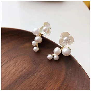 S925 ihly módne mäkké temperament white pearl flower náušnice kórejský wild flower pobočky náušnice náušnice