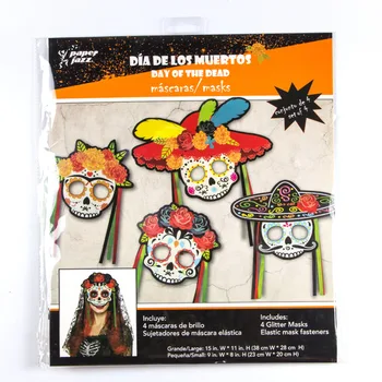 Sada 4 Mexická Strana Dekor Maškaráda Lebky Legrační Tvár, Masky DIY Photo Booth Svadobné Halloween Narodeniny Mexickej Fiesta Dekor