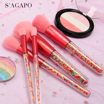 S'AGAPO 5 ks Candy Tvár, make-up Štetce Nastaviť Eyeshadow Nadácie Loose Powder Blush Zvýrazňovač Profesionálne krásy make-up Štetec