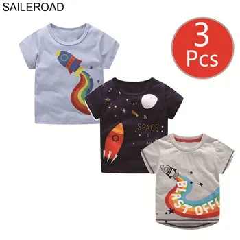 SAILEROAD 3ks Dinosaura Deti t-shirts Zviera Tlače Deti Oblečenie Letné Baby Krátky Rukáv Malý Chlapci Tričko 4Year Dievčatá Tee
