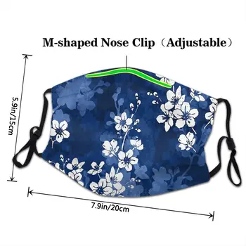 Sakura Kvet V Hlboké Modré Unisex Tvár, Ústa Maska Vzor Čerešňa Japonská Kvety Kvetinové Proti Prachu Ochrana Maska Na Ústa Utlmiť
