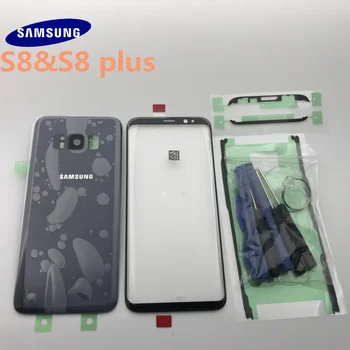 Samsung Galaxy S8 G950 G950F S8+plus G955 G955F Späť Sklenený Kryt Zadný Kryt Batérie Dvere s objektív Kamery+Predné sklo objektívu