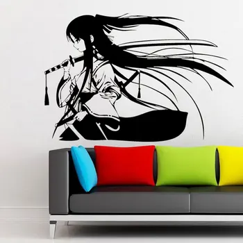 Samuraj Geisha Japonské Meče Katana Anime Dekoračné Nálepky Na Stenu Vinyl Interiér Domova Izba Obtlačky Vymeniteľné Nástenná Maľba 4044