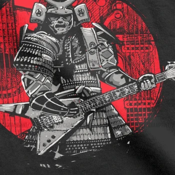 Samuraj Hra Na Gitaru Mužov Tričko Rock Metal Hudby Vtipné Japonsko Hráč Lumbálna Tee Tričko Okolo Krku T-Shirts Grafické Oblečenie