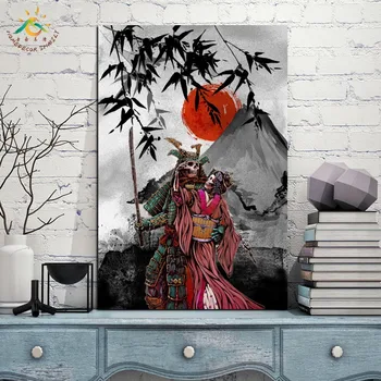 Samuraj Pár Kostra Moderné Nástenné Art Print Pop Art Plagáty a Vytlačí Prejdite Plátno, Maľovanie obrazov na stenu pre obývacia izba