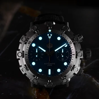 San Martin Ponoriť Swiss ETA 7753 Chronograf Titánu Triedy 5 Limited Edition Muži Mechanické Hodinky Sapphire Shark Kožený Remienok
