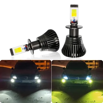 S&D Auto Svetlá H3 LED Hmlové Svetlá LED Svetlá Drving Žiarovky Dual Color 3000k 6000k Auto Žiarovka 12V 24V Biela Žltá