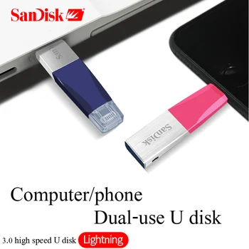 Sandisk iXPAND FLASH DISK USB 3.0 32GB 64GB Lightning Kovové Pero Jednotka U Disku pre IOS 8.2 memory stick 128 GB Pre iPhone, iPAD