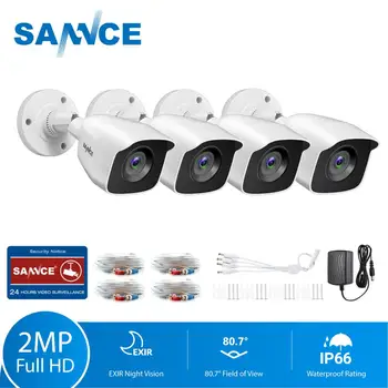 SANNCE 2MP 1080P HD Bezpečnostný monitorovací Systém Fotoaparátu IR-Cut Nočné Videnie Nahrávanie Zvuku Vodotesné púzdro Fotoaparát Kit Biela