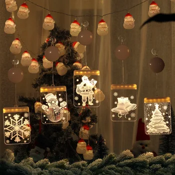 Santa Claus Bell Elk Led 3D Akrylové Visí Lampa Romantické Dievča, Darček Izba Dekorácie, Lampy, Vianočné Dekorácie Led Svetla