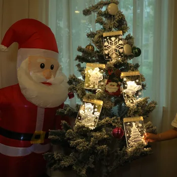 Santa Claus Bell Elk Led 3D Akrylové Visí Lampa Romantické Dievča, Darček Izba Dekorácie, Lampy, Vianočné Dekorácie Led Svetla