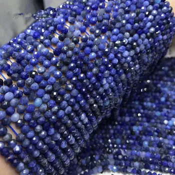 SAPPHIRE BLUE ROUNDEL TVÁROU voľné korálky 3*4 mm prírody na výrobu šperkov náhrdelník 40 CM FPPJ veľkoobchod