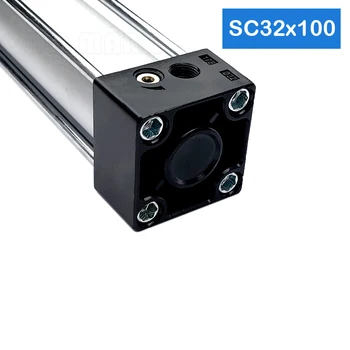 SC32X100 32 mm Vŕtanie 100mm Zdvih Pneumatické Typy Moci Tlak Piesta Stlačený Teleskopická Vzduchu Valca