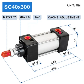 SC40X300 40 mm Vŕtanie 300mm, Pneumatické Výťah Kompresor Vzduchu Ram tlakomer Piestové Pnematic Zdvih Servomotora Sc Valca
