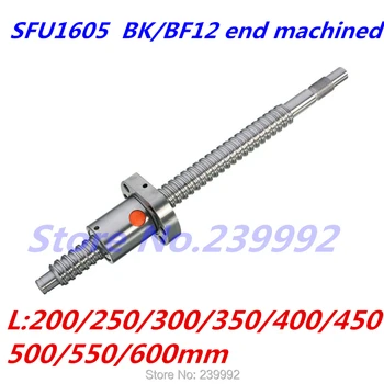SCI1605 200 250 300 350 400 450 500 550 600 700 800 mm C7 guľôčkovej skrutky s jednou loptou matice BK/BF12 konci obrábané