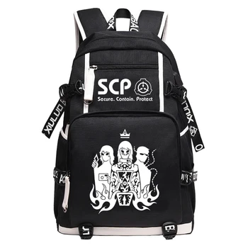 SCP Nadácia Ženy Späť Pack Cartoon Bookbag Plátno Školské Tašky pre Dospievajúce Dievčatá SCP Cestovné Bagpack USB Notebook Backpack