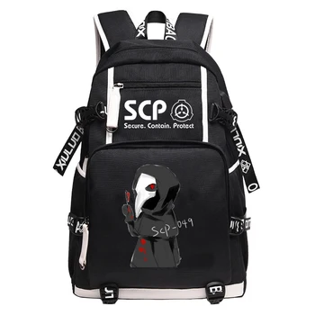 SCP Nadácia Ženy Späť Pack Cartoon Bookbag Plátno Školské Tašky pre Dospievajúce Dievčatá SCP Cestovné Bagpack USB Notebook Backpack