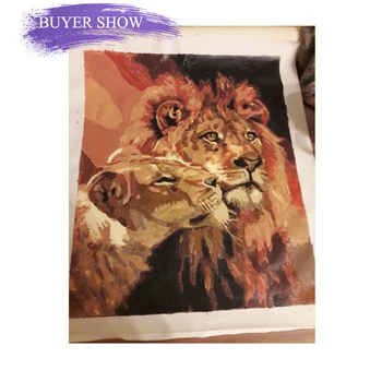 SDOYUNO Rám DIY Maľovanie Podľa Čísel Súpravy Lions Zvieratá Ručne Maľované Olejom Farba Čísla Jedinečný Darček Pre Domova 40x50cm